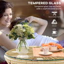 Outsunny PE Rattan End Table, Round Hollow Drum Design Side Table, Natural