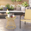 Outsunny PE Rattan End Table, Round Hollow Drum Design Side Table, Natural