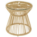 Outsunny PE Rattan End Table, Round Hollow Drum Design Side Table, Natural