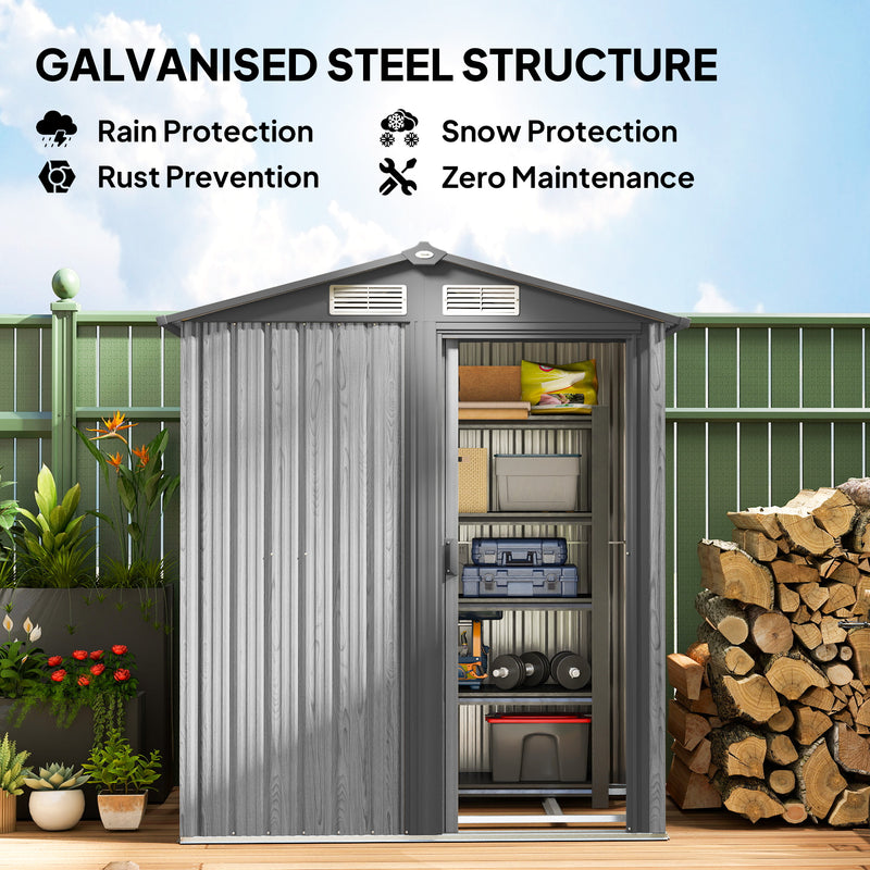 Outsunny 5ft x 4.3ft Outdoor Metal Storage Shed with Sliding Door Sloped Roof
