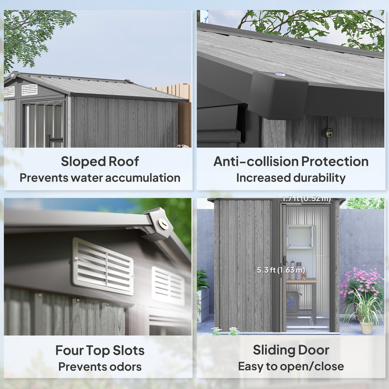 Outsunny 5ft x 4.3ft Outdoor Metal Storage Shed with Sliding Door Sloped Roof