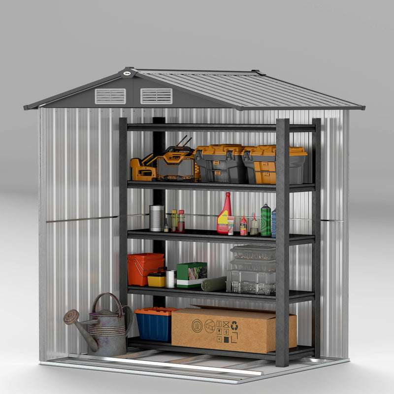 Outsunny 5ft x 4.3ft Outdoor Metal Storage Shed with Sliding Door Sloped Roof
