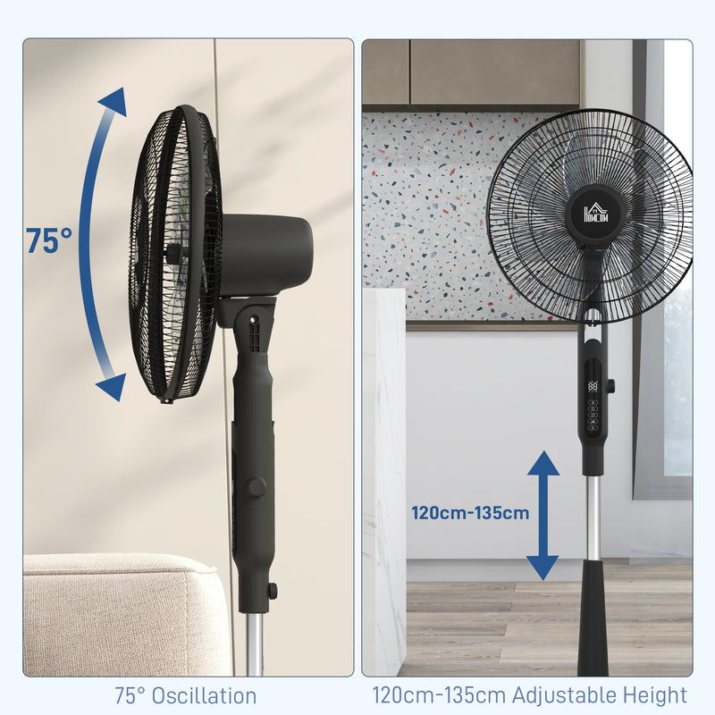 HOMCOM 12V DC Standing Fan with 75° Oscillation Mosquito Repellent Function
