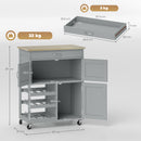 HOMCOM Rolling Kitchen Island Trolley Storage Cart w/ Rubberwood Top, Grey