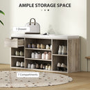 HOMCOM Shoe Storage Cabinet Bench w/ Cushion Adjustable Shelves Grey
