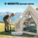 Outsunny Inflatable Tent, 4 Season Hot Tent 10000mm Waterproof, Khaki