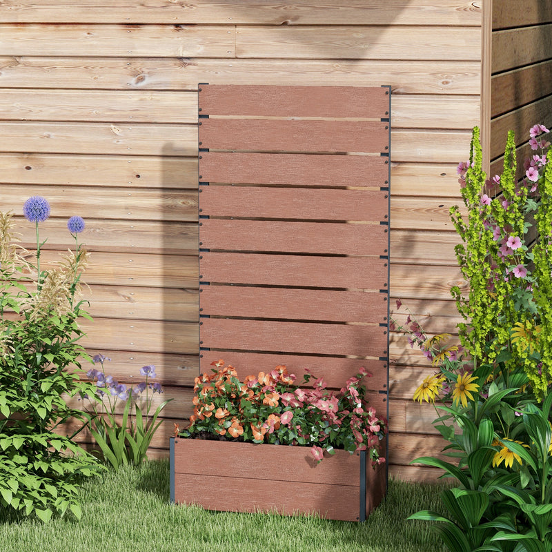 Outsunny Raised Garden Bed with Trellis and Drainage Hole, Planter Box, Brown
