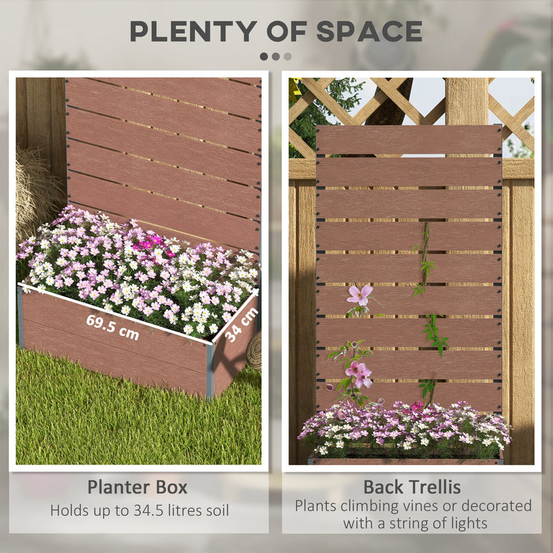 Outsunny Raised Garden Bed with Trellis and Drainage Hole, Planter Box, Brown