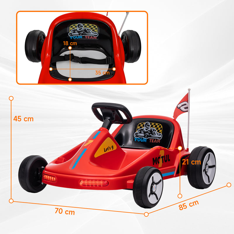 AIYAPLAY 6V Electric Go Kart W/ Music, Light, Horn, For 3-5 Years - Blue/Red/Yellow