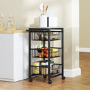 HOMCOM 4-Tier Kitchen Island on Wheels with 4 Pull-Out Baskets, Light Grey