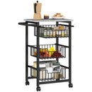 HOMCOM 4-Tier Kitchen Island on Wheels with 4 Pull-Out Baskets, Light Grey