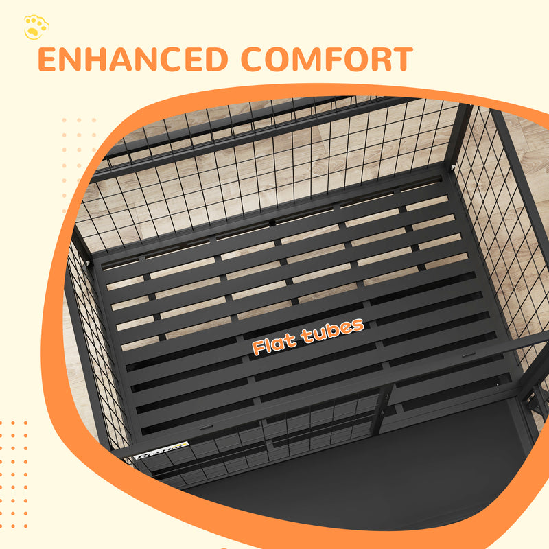 PawHut Heavy Duty Dog Crate on Wheels w/ Bowl Holder, Removable Tray