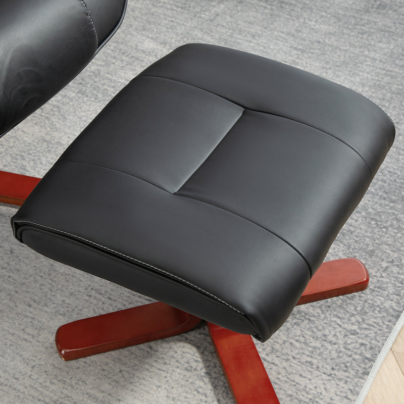 Recliner Chair With Footstool And Adjustable Backrest PU Armchair - Black, Brown, Grey