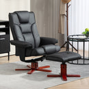 Recliner Chair With Footstool And Adjustable Backrest PU Armchair - Black, Brown, Grey