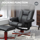 Recliner Chair With Footstool And Adjustable Backrest PU Armchair - Black, Brown, Grey