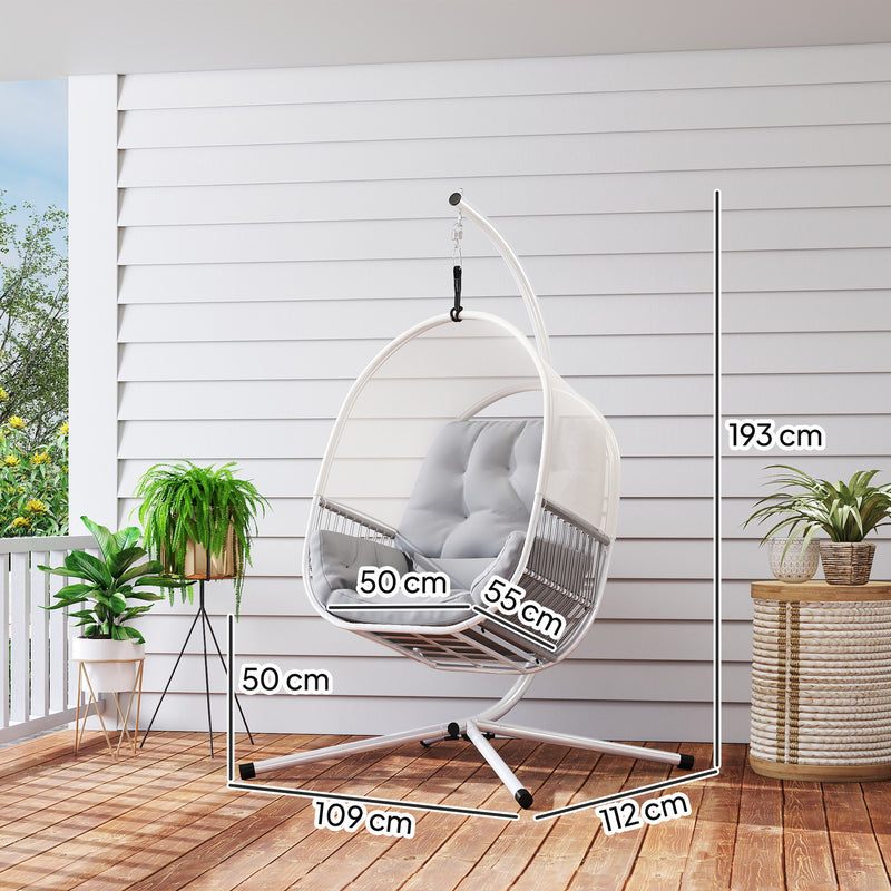 Outsunny Hanging Egg Chair With Stand, Cushions For Garden