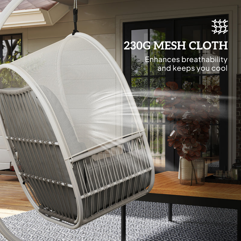 Outsunny Hanging Egg Chair With Stand, Cushions For Garden