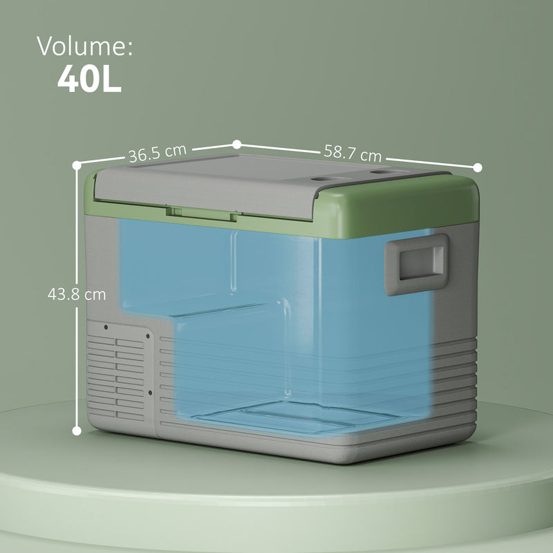Outsunny Car Refrigerator 12V Portable Freezer For Camping, Light Green
