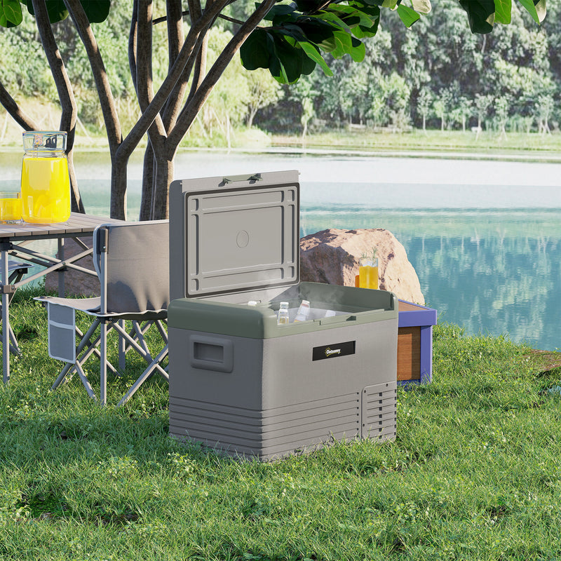 Outsunny Car Refrigerator 12V Portable Freezer For Camping, Light Green