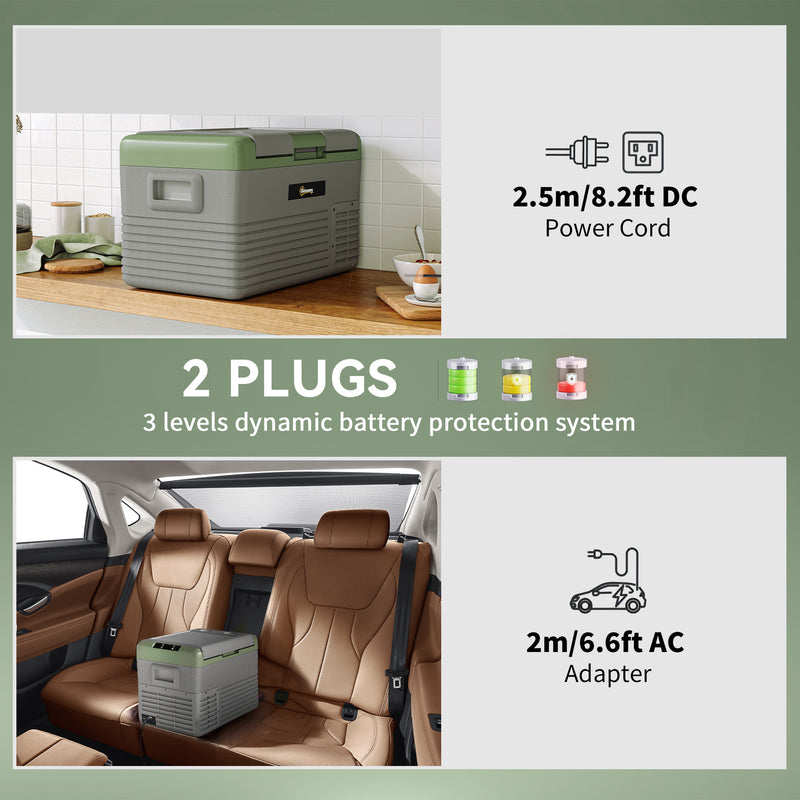 Outsunny Car Refrigerator 12V Portable Freezer For Camping, Light Green