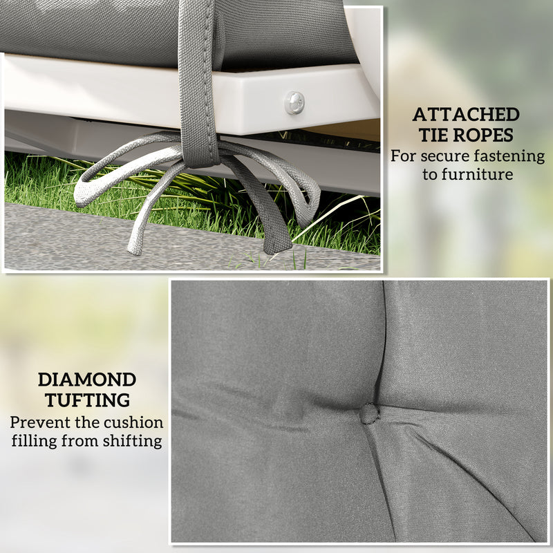 Outsunny 2 Seater Garden Bench Cushion Outdoor Seat Pad with Ties