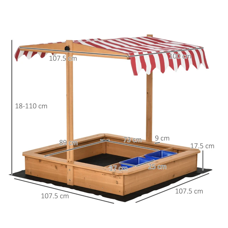 Outsunny Children's  Wooden Sandbox with  Cover - wood