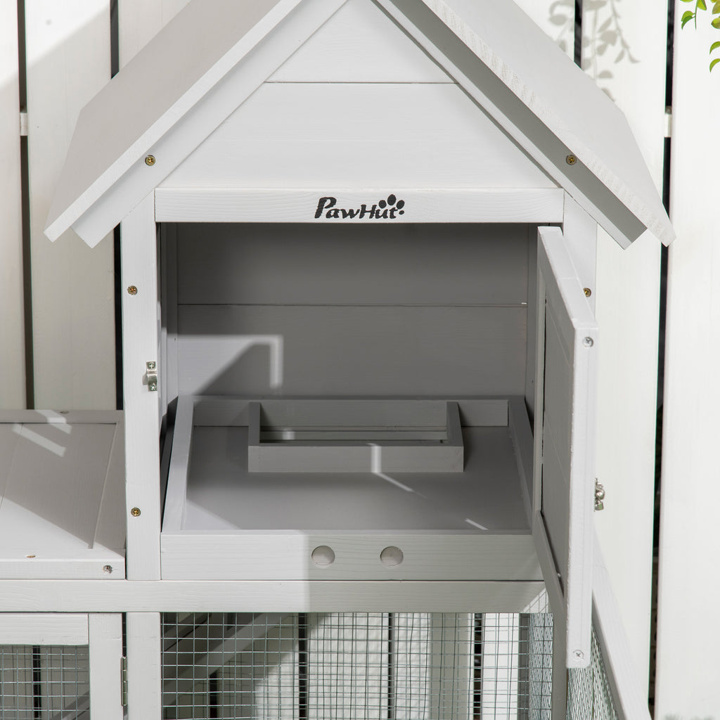 PawHut 5FT Rabbit Hutch with Run Wooden Large Guinea Pig Cage for Indo