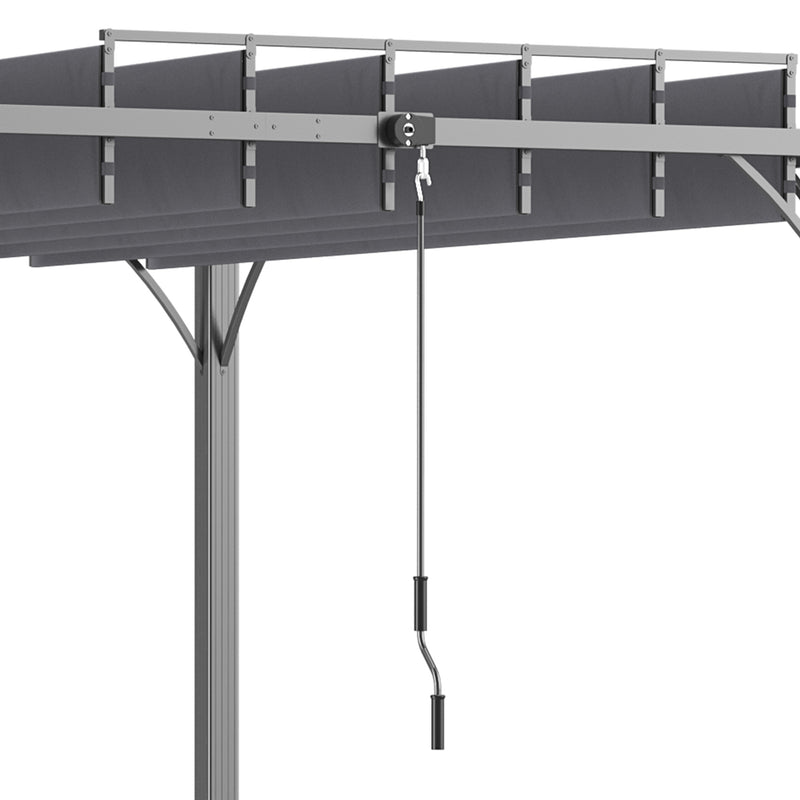 Outsunny 4 x 3(m) Outdoor Louvered Metal Pergola with Retractable Roof, Grey