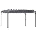 Outsunny 4 x 3(m) Outdoor Louvered Metal Pergola with Retractable Roof, Grey