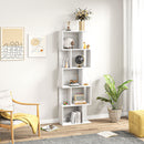 HOMCOM 5-tier Display Shelving Storage Bookcase S Shape Bookshelf, White