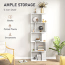 HOMCOM 5-tier Display Shelving Storage Bookcase S Shape Bookshelf, White