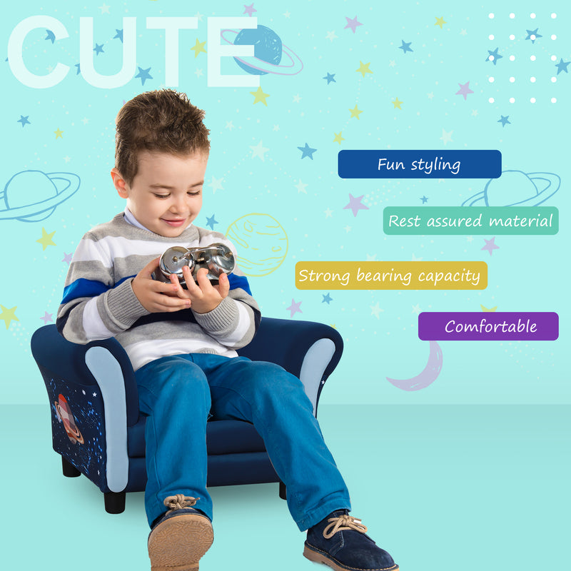 HOMCOM Kids Polyester Upholstered Outer-Space Armchair Blue/Yellow
