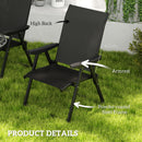 Outsunny 2PCS Folding Chair w/ Breathable Mesh Fabric Seat, Black and Grey