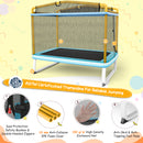 190CM 3-in-1 Kids Rectangle Trampoline with Enclosure Net and Horizontal Bar-Yellow