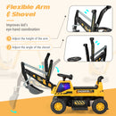Kids Ride On Excavator with Rotating Seat and Underneath Storage-Yellow