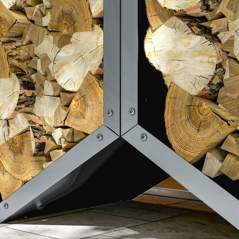 Outsunny Grey steel Firewood Log Rack Fireplace Log Holder for Indoor Outdoor