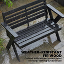 Outsunny 2 Seater Wood Garden Bench, Slatted Patio Bench with Armrest Black