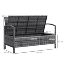Outsunny Rattan Garden Bench W/ 125L Storage, Cushioned Outdoor Bench