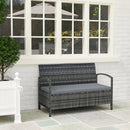 Outsunny Rattan Garden Bench W/ 125L Storage, Cushioned Outdoor Bench