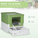 PawHut Hooded Cat Litter Box, Pet Toilet w/ Scoop, Tray - Light Green