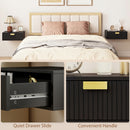 HOMCOM Floating Nightstands Set Of 2 Bedside Tables W/ Wave Drawer Black