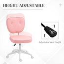 Vinsetto Vanity Task Chair With Adjustable Height, Armless, Pink