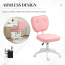 Vinsetto Vanity Task Chair With Adjustable Height, Armless, Pink