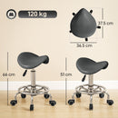 HOMCOM Saddle Chair, Rolling Salon Stool for Massage Spa, Grey