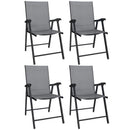 Outsunny Folding Garden Chairs Set of 4 with High Back, Armrests, Light Grey