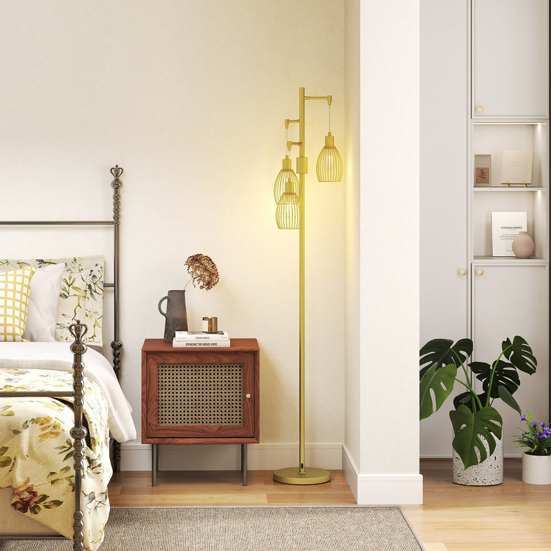 HOMCOM Industrial 3-Light Floor Lamp Dimmable Standing Lamp