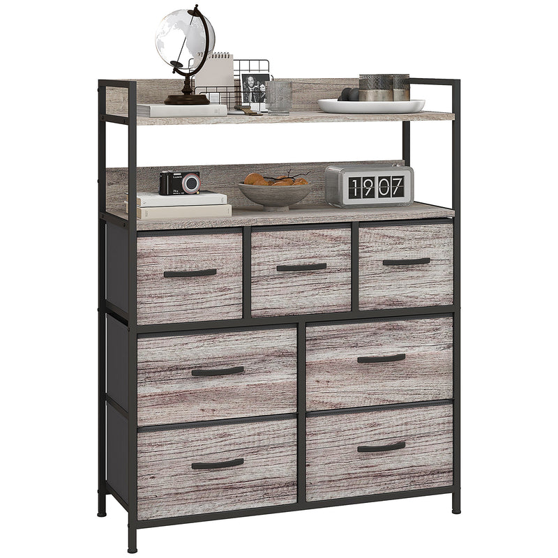 HOMCOM Bedroom Chest of Drawers 7 Drawer Dresser w/ Shelves
