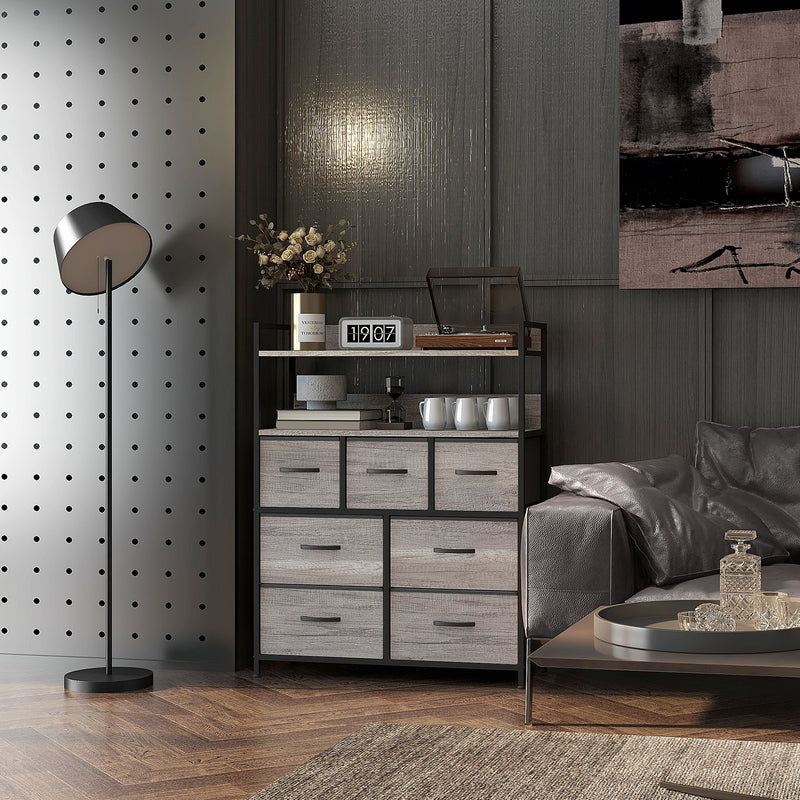 HOMCOM Bedroom Chest of Drawers 7 Drawer Dresser w/ Shelves