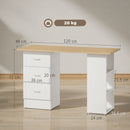 HOMCOM 120cm Computer Desk, Study Table with 3 Shelf & Drawers