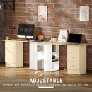 HOMCOM 120cm Computer Desk, Study Table with 3 Shelf & Drawers